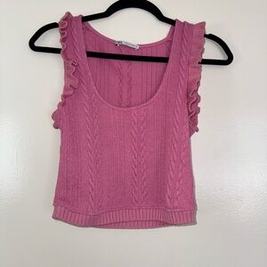 Zara Pink Ruffle Knit Crop Top